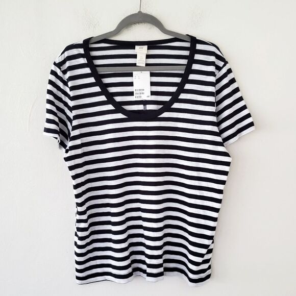 *NWT H&M Striped Scoop Neck Tee Sz.L - Picture 1 of 4